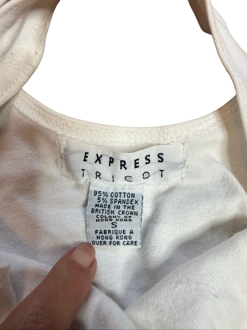 90s Vintage Express Cotton White Scoop Neck Crop Tank Small - Picture 3 of 5